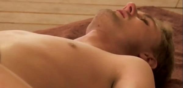  Using Oil To Massage His Body To Feel Relax And arouse